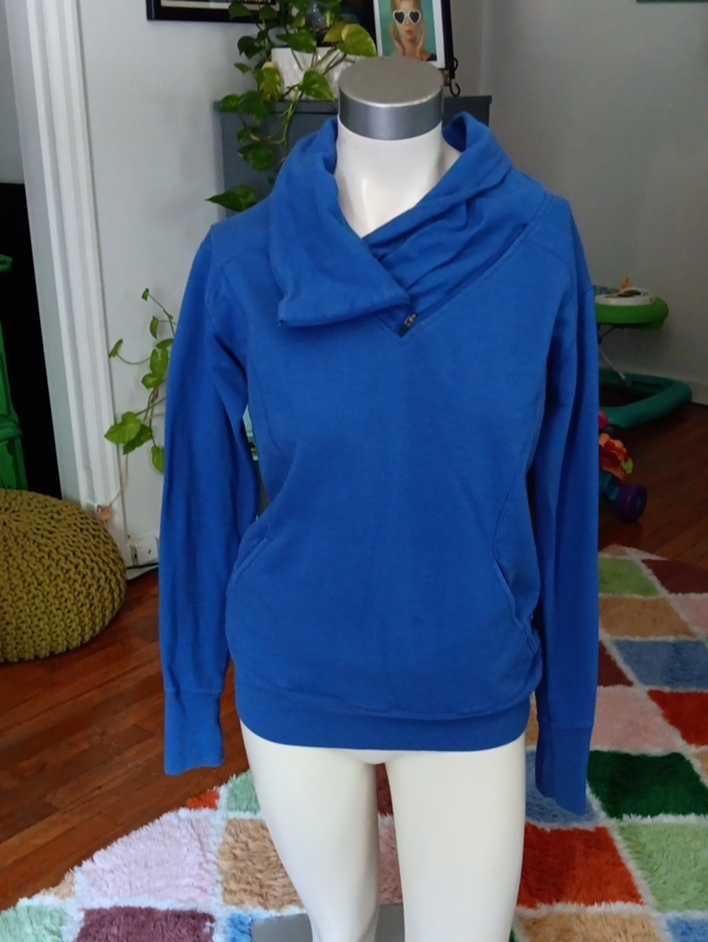 Zella Royal Blue 1/4 Zip Collar Sweatshirt